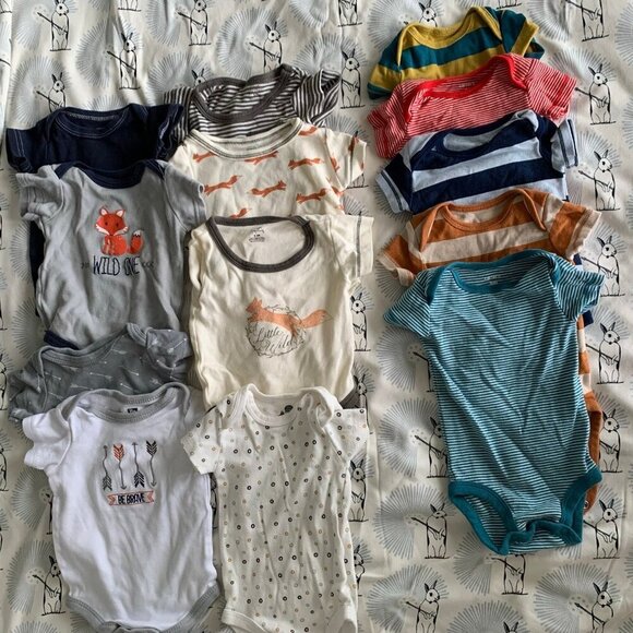 Baby boy short sleeve bodysuit bundle 0-3 months 13 pieces - Picture 1 of 10
